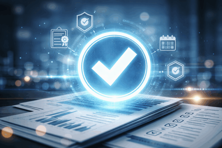 Abstract illustration symbolising CPD accreditation, quality assurance, and professional development standards.
