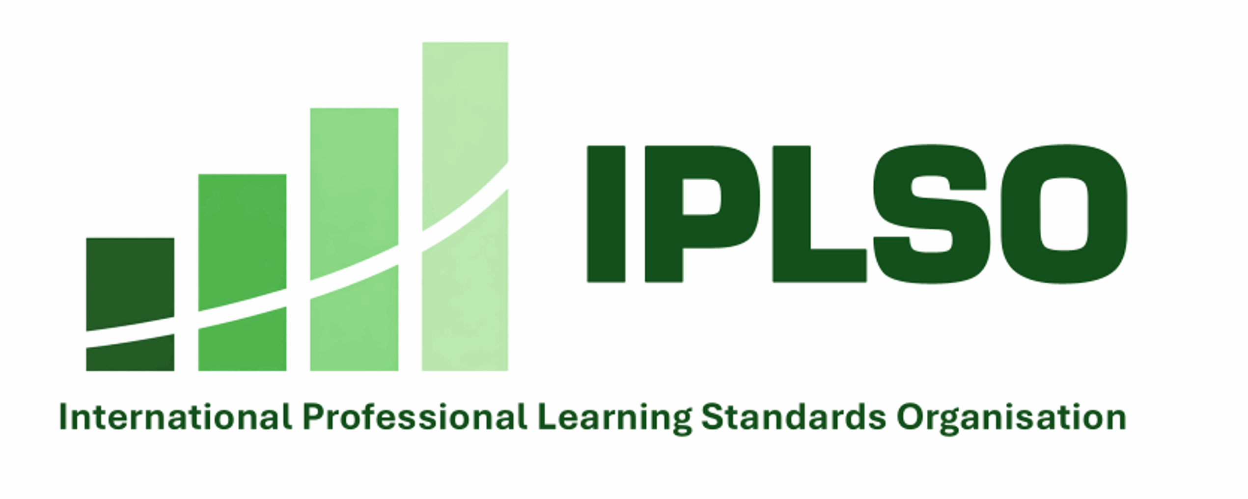 IPLSO standards logo showing progressive learning levels with a unified white curve, symbolising oversight and professional learning standards